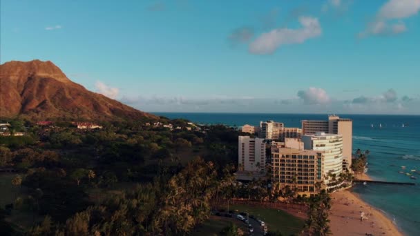 Drohnenaufnahmen Aus Der Luft Von Honolulu Hawaii Schöne Immobilien Gebäude — Stockvideo