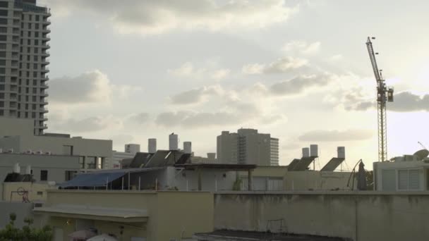 Rooftops Typical Tel Aviv Buildings Quiet Neighborhood Sunset — Vídeo de stock