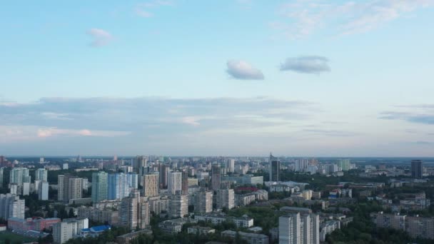 Aerial View Skyline Kyiv Early Evening Ukraine — Stockvideo