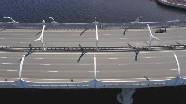 Aerial Drone Slow Tracking Shot Western High Speed Diameter Bridge — Vídeo de stock