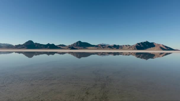 Aerial Drone Shot Reveals Smooth Water Covering Bonneville Salt Flats — Video