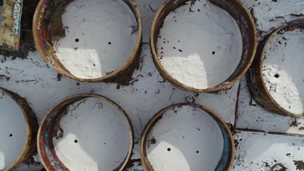 Drone Shot Directly Overhead Captures Water Leaching Tanks Old Tintic — Video