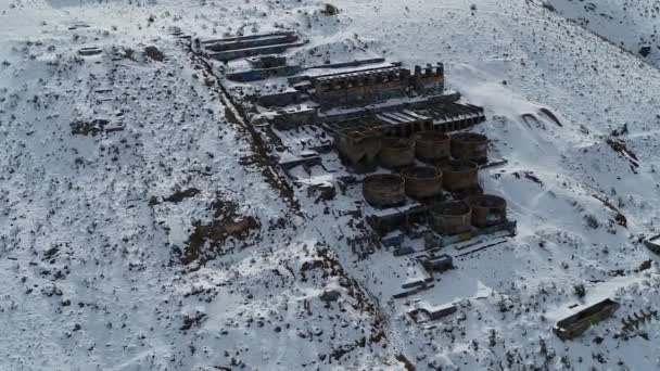 Drone Orbits Rusty Old Tintic Mill Geneloa Utah Revealing Decaying — 图库视频影像