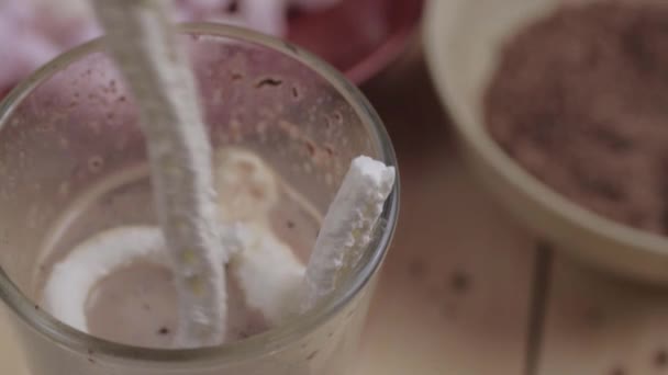 Fresh Whipped Cream Hot Chocolate Marshmallow Chocolate Ingredients — Video Stock