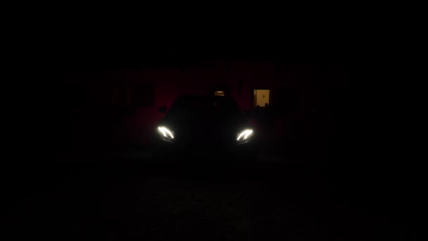 Static Silhouette Mercedes Led Lights Dimming Night Parked — Stockvideo