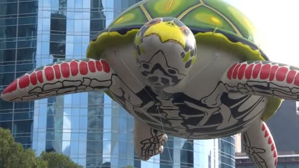 Big Turtle Balloon Diving Sky Day Dead Parade Mexico City — Vídeos de Stock