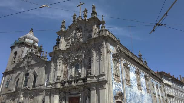 Outer Facade Igreja Carmo Igreja Dos Carmelitas Porto Portugal Azulejo — Stockvideo