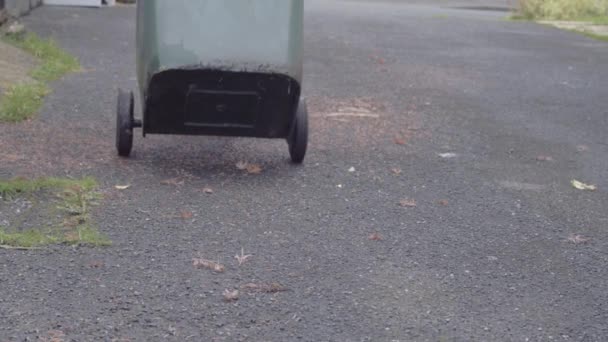 Moving Green Recycling Wheelie Bin Waste Collection Camera — Video