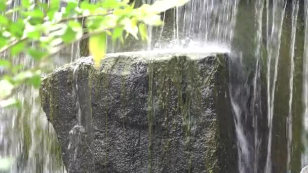 Silence Rock Waterfall Makes Great Place Make Yoga Meditation Good — Stockvideo