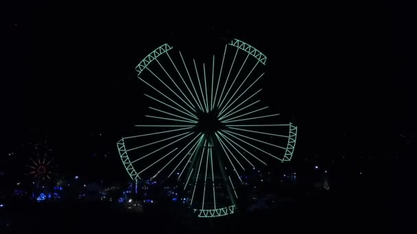 Ferris Lights Wheel Night City — Vídeo de stock