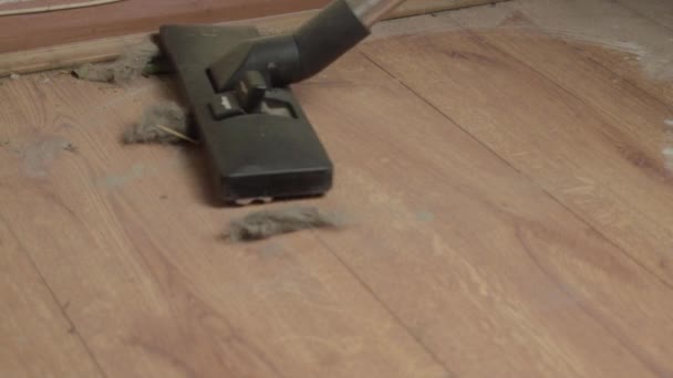Hoovering Dirty Dusty Floor Electric Vacuum — Stock video