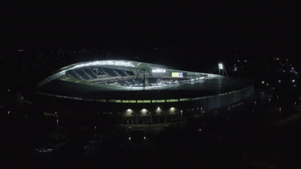 Вид Воздуха Стадион Kcom Халле Время Ночного Матча Чемпионате — стоковое видео