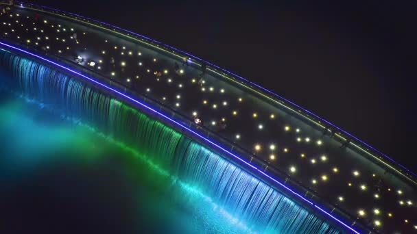 Gece Starlight Köprüsü Anh Sao Köprüsü Üzerinde Saat Yönünde Dönen — Stok video