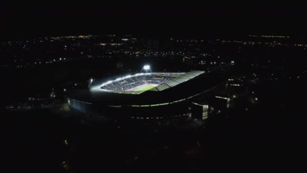 Вид Воздуха Стадион Kcom Халле Время Ночного Матча Чемпионате — стоковое видео
