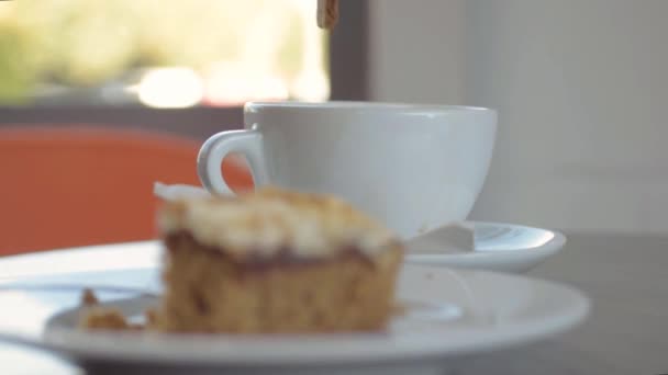 Diner Cafe Dunking Biscuit Cup Coffee — Stock Video