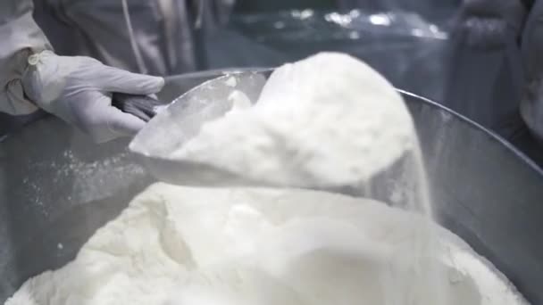 Slow Motion Shot Mass Production Chemicals Healthcare Being Scooped Out — 비디오