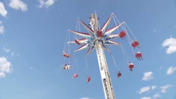 Coney Island Amusement Park Sunny Day Summer — Stock Video