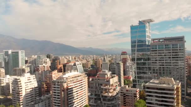 Aerial Panorama Luxury Buildings Sunny Afternoon Santiago Chile — Stockvideo
