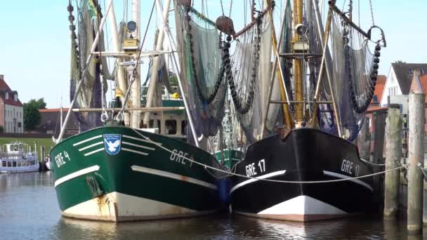 Shrimp Fishing Boats Krabbenkutter Harbour Greetsiel East Frisia Germany — ストック動画