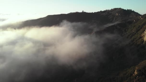Aerial Shot Topanga Canyon Malibu California Clouds Move Slowly Hills — ストック動画