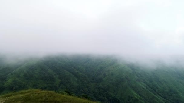 Dichter Nebel Bedeckt Berggipfel Mit Üppigem Wald Nach Letzten Regenfällen — Stockvideo