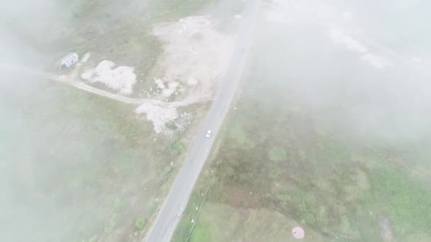 Top View Fog Road Rural Areas Construction Sites Warehouses — Wideo stockowe