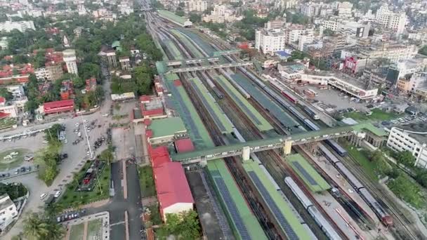 Big Train Station Lot Trains Waiting Departure Guwahati City Other — Stock video