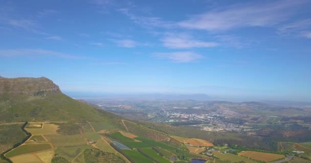 High Angle Drone Shot Stellenbosch South Africa Distance — Stok video