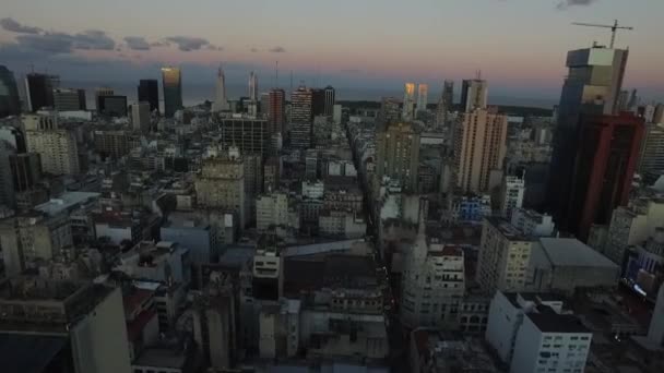 Aerial View City Backgrounds Buildings Sunset Buenos Aires Argentina — Video