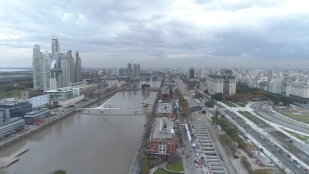 Vedere Aeriană Orașului Buenos Aires Puerto Madero Clădiri Fundal Argentina — Videoclip de stoc