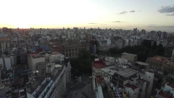 Vista Aérea Ciudad Con Fondos Edificios Atardecer Buenos Aires Argentina — Vídeos de Stock
