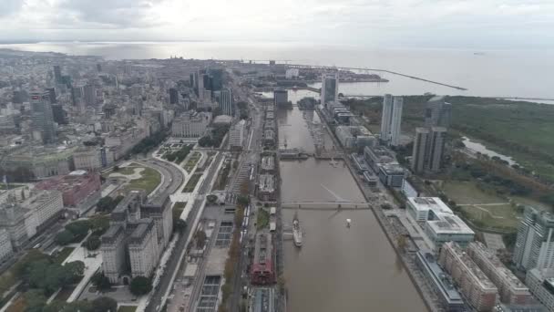 Aerial View Buenos Aires City Puerto Madero Background Buildings Argentina — Wideo stockowe