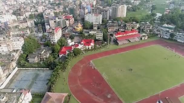 Epic Drone Shot Big City Indian Soccer Stadium Birds Eye — 图库视频影像