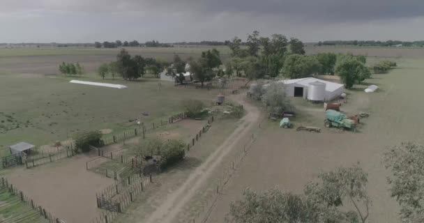 Luchtfoto Van Een Verblijf Het Platteland Met Windmolen Buenos Aires — Stockvideo