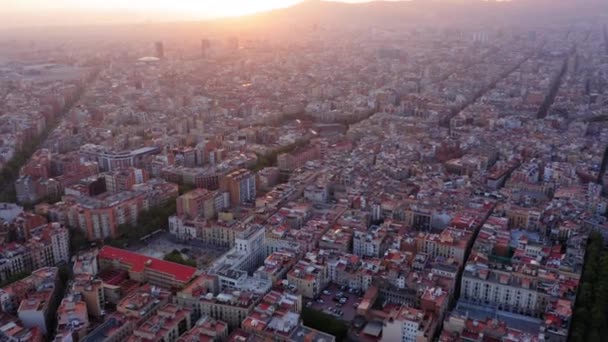 Barcelona Gothic Quarter Aerial View Sunset Spain — 图库视频影像