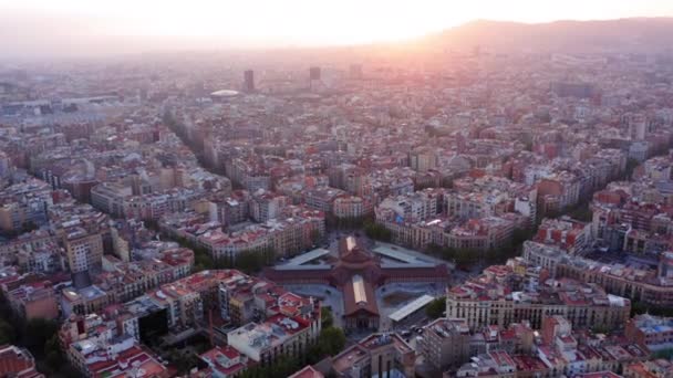 Αεροφωτογραφία Της Βαρκελώνης Mercat Sant Antoni Ισπανία — Αρχείο Βίντεο