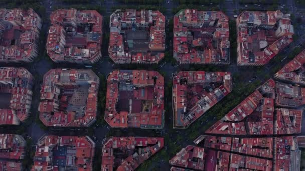 Aerial View Square Blocks New Quarter Barcelona Spain — ストック動画