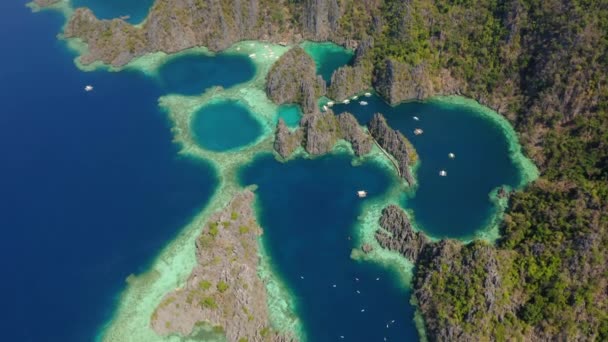 Veduta Aerea Della Laguna Blu Coron Palawan Filippine — Video Stock