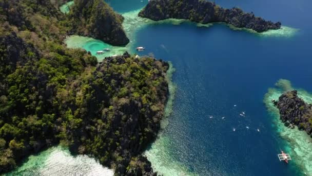 Aerial View Blue Lagoon Coron Palawan Philippines — Wideo stockowe