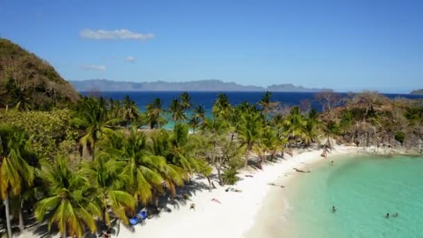 Vista Aérea Isla Malcapuya Beach Día Soleado Coron Palawan Filipinas — Vídeos de Stock
