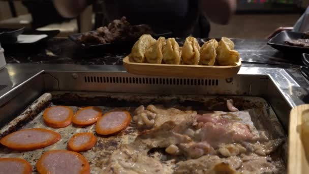 You Can See Meat Cooked Bbq Korean Grill You Can — Vídeo de Stock
