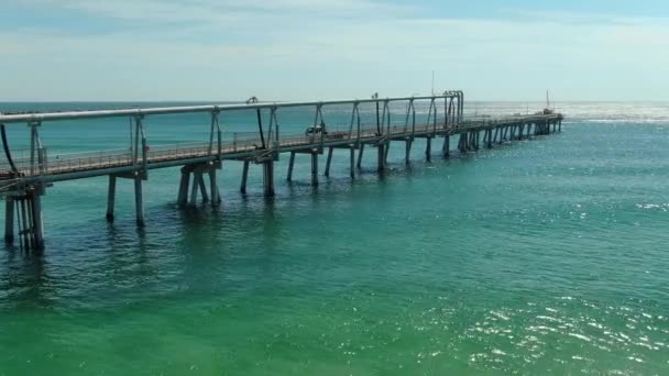Flying Slowly Adjacent Gold Coasts Sand Pumping Jetty Only Permanent — Video Stock