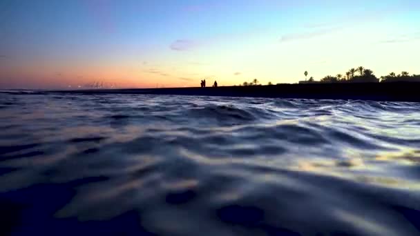 Water Flows Full Speed While Horizon You See Shadows People — Stockvideo