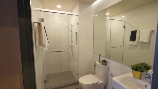 Stylish White Bathroom Beautiful Lighting — 图库视频影像