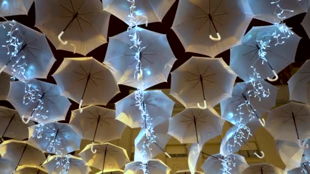 Sky Covered Hanging Umbrellas Gracing Streets Bringing Joy People Beautiful — Video Stock