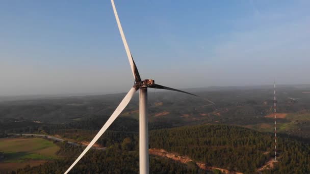 Damaged Burned White Windmill Steadily Overlooking Beautiful Countryside Landscape Aljezur — Stockvideo