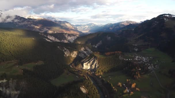 Drone Flies Mountains Autumn Heavy Brown Colour Contrast — Video