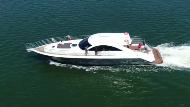 Luxury Yacht Cruising Slowly Summer Sunshine – Stock-video