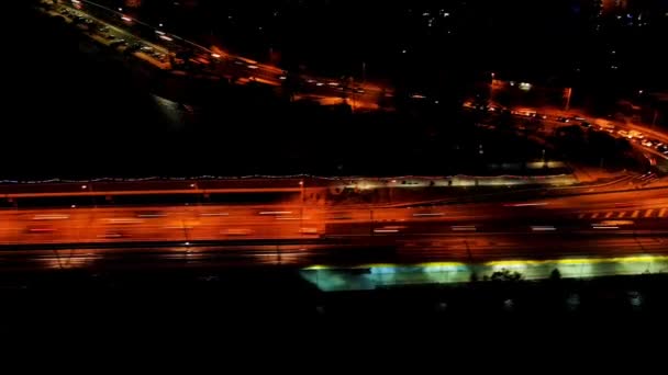 Sundale Bridge Night Light Trails Colorful Lighting Motion Blur — Stock Video