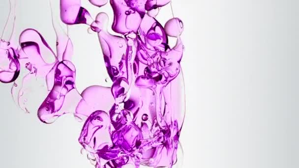 Transparent Purple Pink Violet Oil Bubbles Fluid Shapes Purified Water — Vídeo de Stock